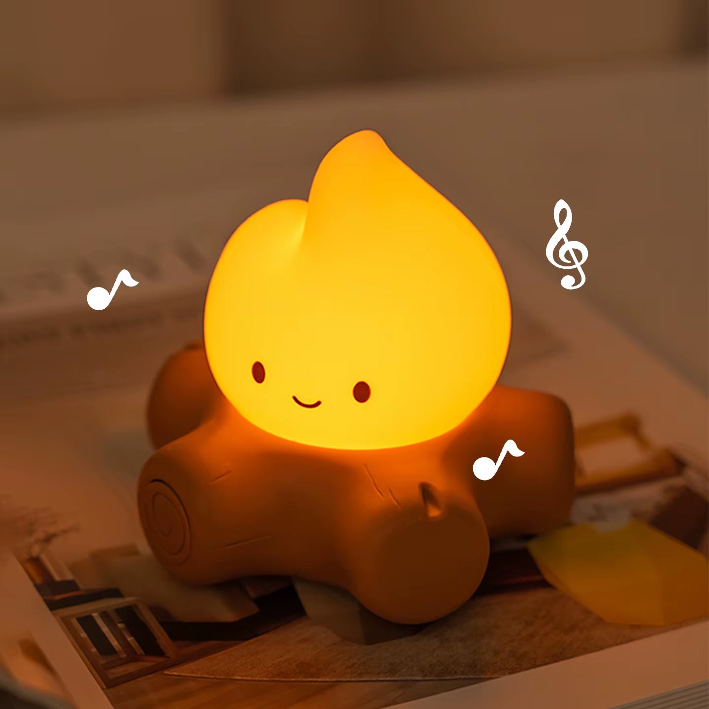 Flame Stump Night Light LED Fire Stake Night Light White Noise Night Light Cute Ambient Light Interior Decoration Gifts for Kids